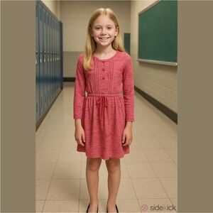 Gap Kids pink Spacedye long sleeve drawstring waist dress kids Large 10-11 yrs